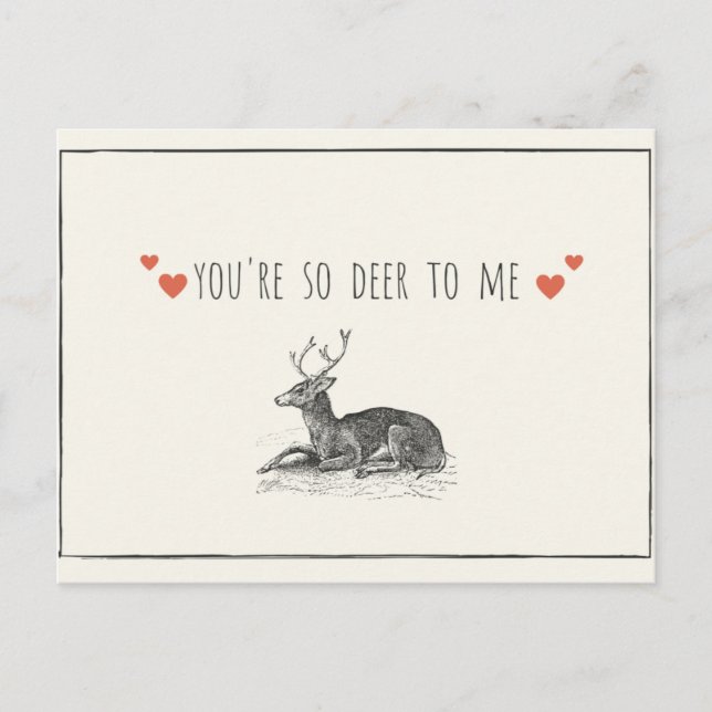 Carte Postale Illustration de cerf Amour (Devant)