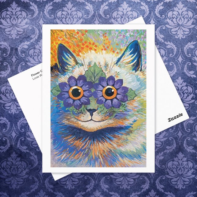 Carte Postale Illustration de chat à fleurs Louis Wain (Créateur téléchargé)