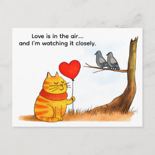 Carte Postale Illustration de chat de dessin animé mignon tenant