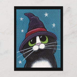 Carte Postale Illustration de chat d'Halloween bizarre et famili