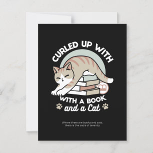 Carte Postale Illustration de chat Lover - Curled Up & Cosy