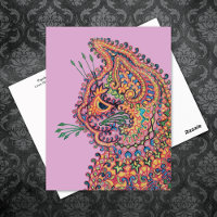 Illustration de chat psychédélique Louis Wain Post