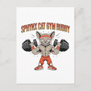 Carte Postale Illustration de chat Sphynx en forme en salle de s