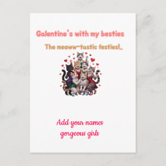 Carte Postale Illustration de chats Besties pour la Saint-Galent