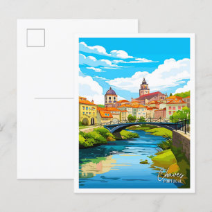 Carte Postale Illustration de Chaves Portugal Art Vintage voyage