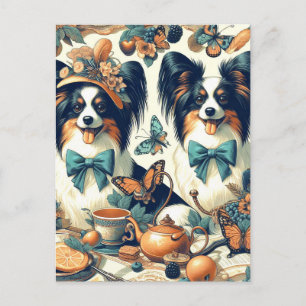 Carte Postale Illustration de chien de papillon mignonne