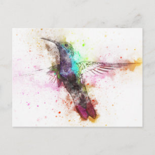 Carte Postale Illustration de colibri d'aquarelle
