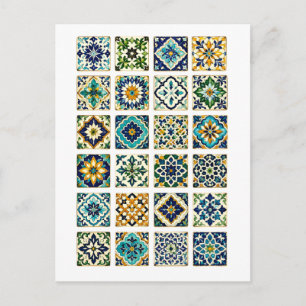 Carte Postale Illustration de collage de carreaux marocains