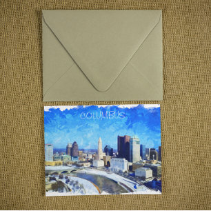 Carte Postale Illustration de Columbus Ohio City Watercolor