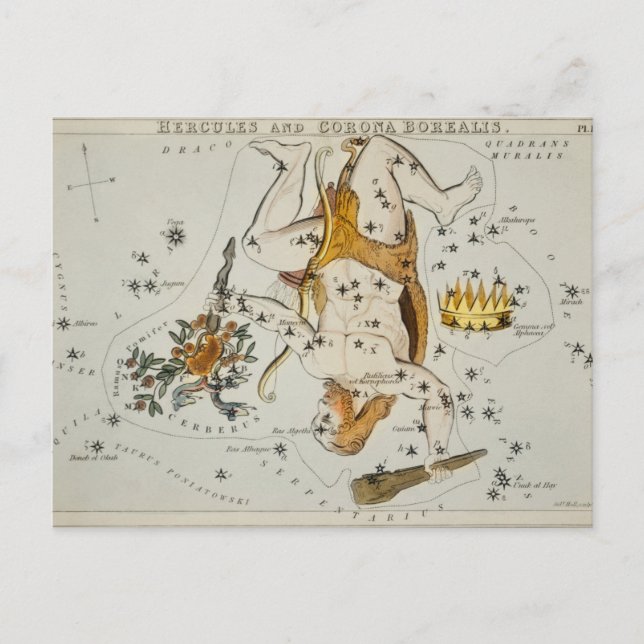 Carte Postale Illustration de constellation vintage (Devant)