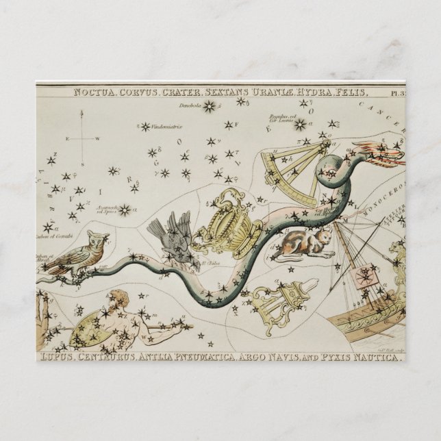 Carte Postale Illustration de constellation vintage (Devant)