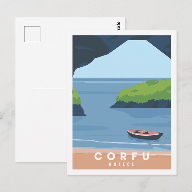 Carte Postale Illustration de Corfu Greece célèbre Travel Place (Devant / Derrière)