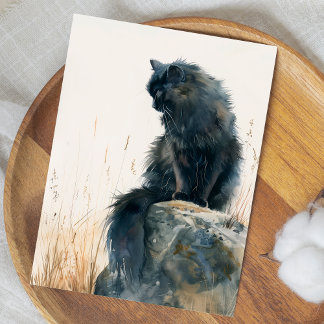 CARTE POSTALE ILLUSTRATION DE COULEUR D'EAU CAT ADORABLE