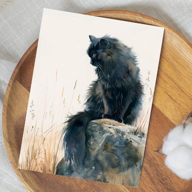 CARTE POSTALE ILLUSTRATION DE COULEUR D'EAU CAT ADORABLE (Créateur téléchargé)