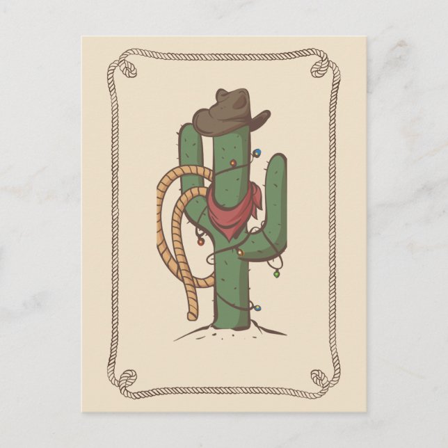 Carte Postale Illustration de Cowboy Cactus (Devant)