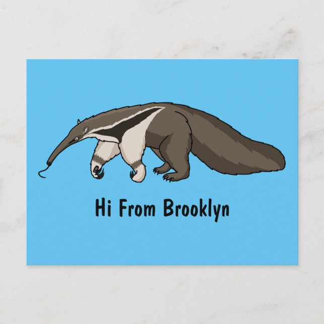 Carte Postale Illustration de dessin animé d'Anteater happy (Devant)