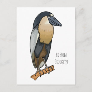 Carte Postale Illustration de dessin animé d'oiseau héron à bec 