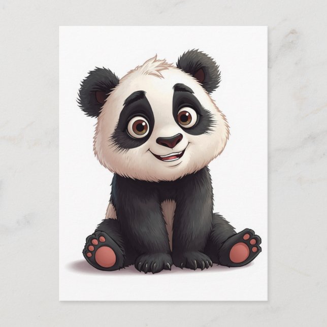 Carte Postale Illustration de dessin animé d'ours panda assis (Devant)