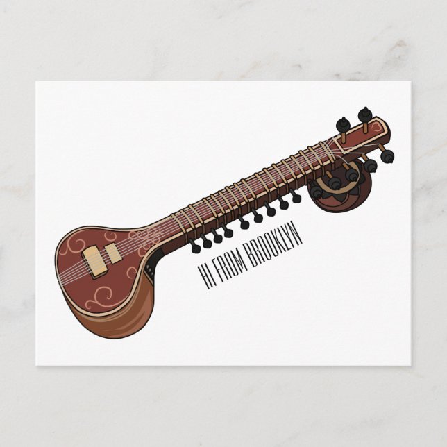 Carte Postale Illustration de dessin de Sitar (Devant)