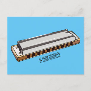 Carte Postale Illustration de dessin d'Harmonica