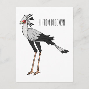 Carte Postale Illustration de dessin du secrétaire pour oiseaux