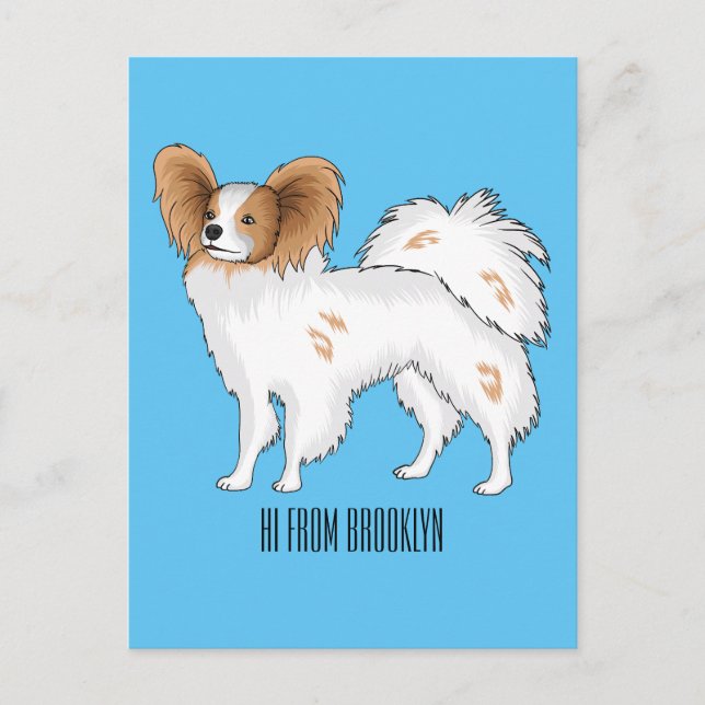 Carte Postale Illustration de dessin pour chien de Papillon (Devant)