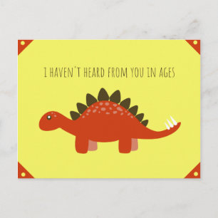 Carte Postale Illustration de dinosaure orange jaune et rouge dr