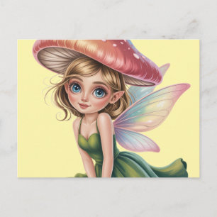 Carte Postale Illustration de fée forestière avec chapeau de cha