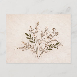 Carte Postale Illustration de feuille d'art en ligne botanique b