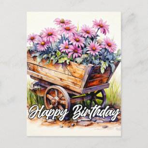 Carte Postale Illustration de fleur d'aster fraîchement cueillie