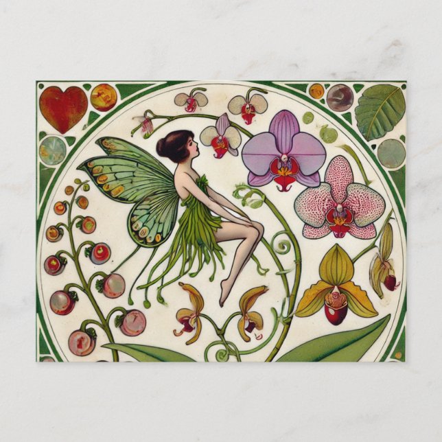 Carte Postale Illustration de fleur de fée d'orchidée            (Devant)