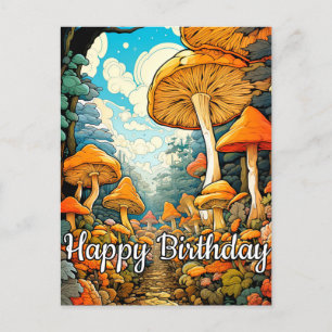 Carte Postale Illustration de forêt de champignons abstraite cré