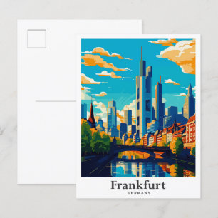 Carte Postale Illustration de Franfurt Allemagne Art Vintage voy