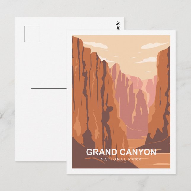 Carte Postale Illustration de Grand Canyon Travel Place (Devant / Derrière)