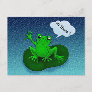 Carte Postale Illustration de grenouille dessin animé sur une fe