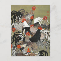 Illustration de Hen Roosters par Ito Jakuchu