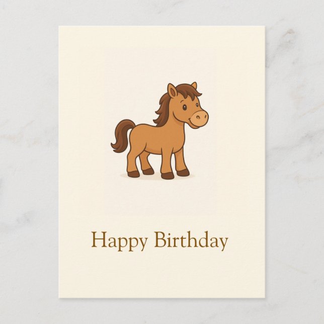 Carte Postale Illustration de Kawaii Horse (Devant)