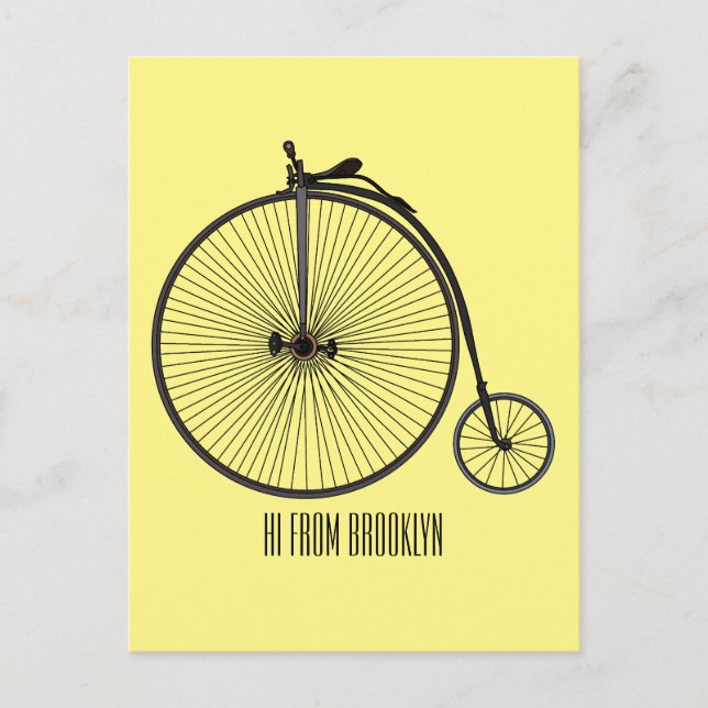 Carte Postale Illustration de la bande dessinée de vélo à grande (Devant)