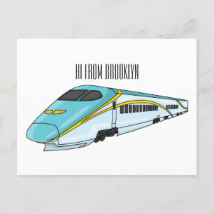 Carte Postale Illustration de la bande dessinée d'un train à bal