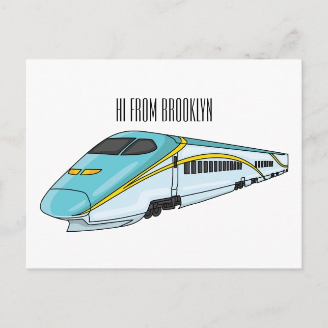Carte Postale Illustration de la bande dessinée d'un train à bal (Devant)