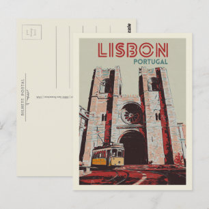 Carte Postale Illustration de la cathédrale de Lisbonne Portugal