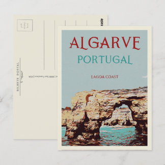 Carte Postale Illustration de la côte de Lagoa Algarve Portugal