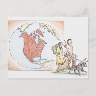 Carte Postale Illustration de la famille amérindienne en face
