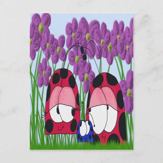 Carte Postale Illustration de la famille Ladybug mignonne (Devant)