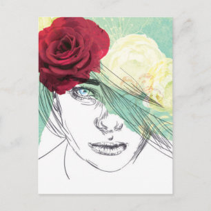 Carte Postale illustration de la fille vintage