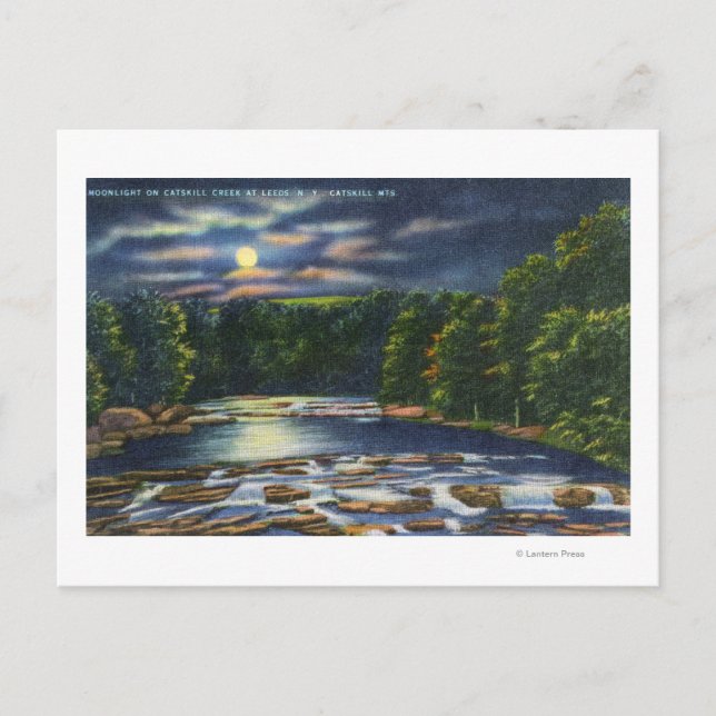 Carte Postale Illustration de la lune sur Catskill Creek (Devant)