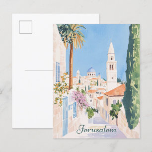 Carte Postale Illustration de la peinture Gouache de Jérusalem V