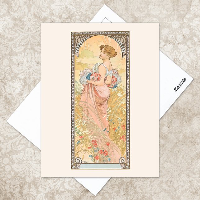 Carte Postale Illustration de la saison d'été Alphonse Mucha (Créateur téléchargé)
