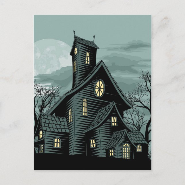 Carte Postale Illustration de la scène de la maison fantôme hant (Devant)