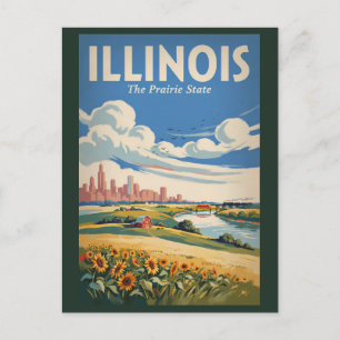 Carte Postale Illustration de la skyline de Chicago dans l'Illin